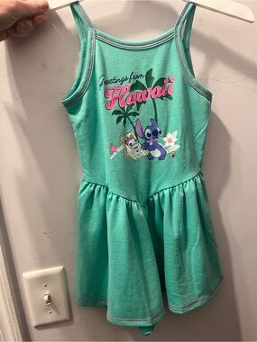 Girls Aqua "Greetings from Hawaii" Stitch Tank Dress
